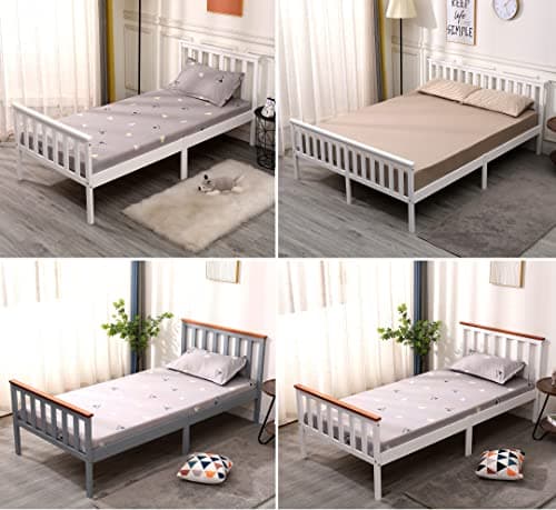 Image of AVC Designs Single Pine Bed Frame 3ft White Wooden Shaker Style Modern Adults Teenagers Childrens Kids Bedroom Furniture White