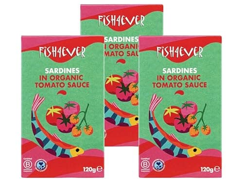 Image of Fish 4 Ever | Whole Sardines in Tomato Sauce - Sustainably Fished. Tin Canned Food Rich In Omega-3. Great Used In Pasta Dishes, Sandwich Filler, Cold Snacks |120g (Pack of 3)