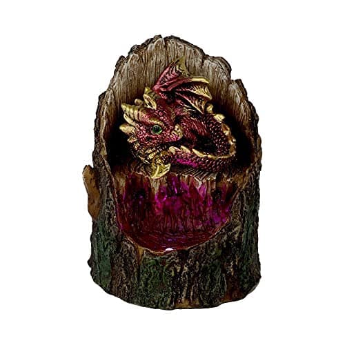 Image of Nemesis Now Arboreal Hatchling Red Dragon in Tree Trunk Light Up Figurine, Green, 10.8cm, U5287S0