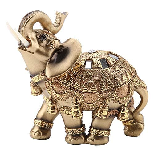 Image of Feng Shui Elephant Statue, 13.5x6x14cm Golden Collectible Wealth Lucky Elephant Figurine Perfect for Home Office Decoration (Large)