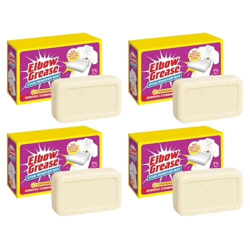 Image of JMS We Create Smile 4x Elbow Grease Stain Remover Bars 100g – Pre-Wash Laundry Treatment Soap for Clothes Fabric Upholstery – Tough on Grease Ink Oil Blood Grass – Pre-Treatment Cleaning Bars