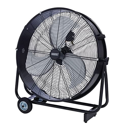 Image of Draper 03365 110V Drum Fan, 24"/610mm, 125W, Fan for Commercial, Office, Warehouse, Silver and Black