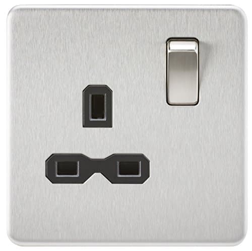 Image of Knightsbridge SFR7000BC Screwless 13A 1G Dp Switched Socket-Brushed Chrome, Silver