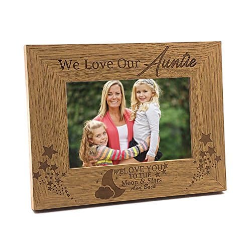 Image of ukgiftstoreonline We Love Our Auntie To The Moon and Back Wooden Photo Frame Gift (4 x 6 Inch)