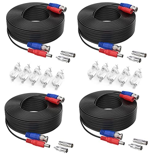 Image of SANNCE 4 Pack Special Design 30M / 100 Feet BNC Video Power Cable For HD CCTV Camera DVR Security System (Black)