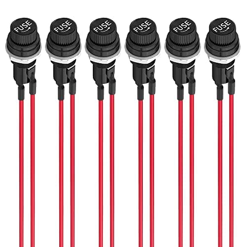 Image of Gebildet 6pcs 5x20mm Fuse AC 10A 250V Black Screw Cap holder, Panel Mounted