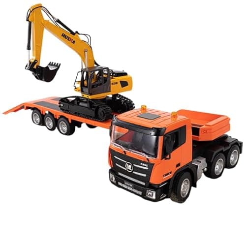 Image of TOUCAN RC HOBBY 1:18 Huina 1319 RC Tractor Truck Remote Control Excavator with Flatbed Trailer for Ages 14+