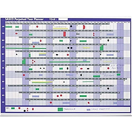 Image of Sasco 12 Month Undated Magnetic A1 Wall Planner Kit with Magnetic Shapes and Date Strips (W855 x H630mm)