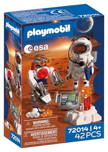 Image of Playmobil | Space | ESA: Astronaut with Robot | With Mars Crawler, Analysis Station & 3 Rock Samples | Space Exploration in the Playroom Playset | For Children Aged 4+ | 72014
