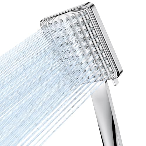 Image of VOXON Shower Head High Pressure, Rainfall Shower Heads with 6 Spray Modes, Power Water Saving ShowerHead, Universal Square Shower Head, Handheld Large Rain Shower Heads for Electric Shower, Silver
