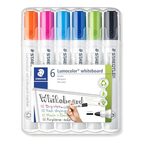 Image of STAEDTLER 351 WP6-1 Lumocolor Whiteboard Marker Bullet Tip - Assorted Colours (Pack of 6)