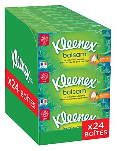 Image of Kleenex 3392451 Balsam Tissues Pack of 24 Boxes of Paper Enriched with Calendula Balm
