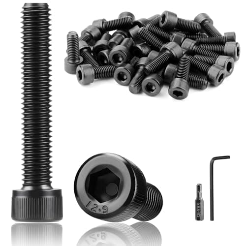 Image of TXXATX 40 Pcs Hex Socket Head Cap Screws Bolts M5x50 mm Cylinder Socket Screws DIN 912 Black Carbon Steel Allen Socket Drive Bolts Full Threads for Furniture Repair