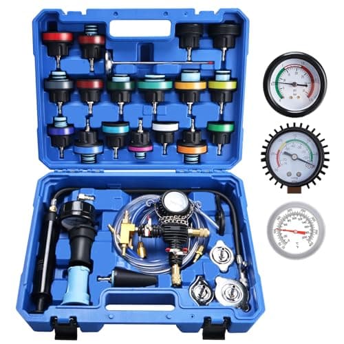 Image of FreeTec 28PC Coolant Pressure Tester Kit, Car Radiator Pressure Test Coolant Vacuum Refill Kit, Universal Cooling System Water Pressure Leak Tester with 21 Adapters Hand Pump Vacuum Refill Tool