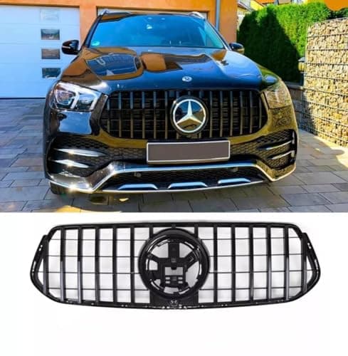 Image of For Auto Perfectionists UK Front Panamericana GT GTR Grill Compatible With Mercedes GLE Class W167 2019-2024 ABS Gloss Black