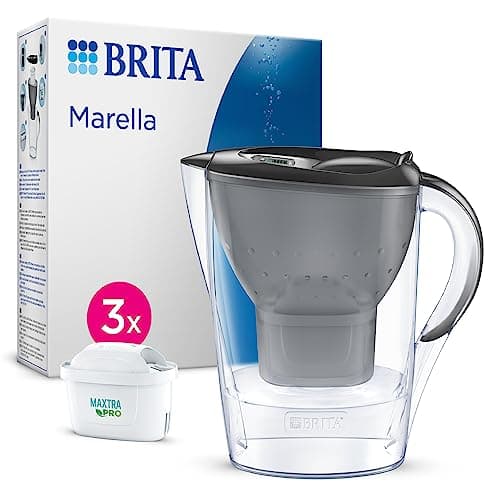 Image of BRITA Marella Water Filter Jug Graphite (2.4L) Starter Pack incl. 3x MAXTRA PRO Pure Performance cartridge - fridge-fitting jug with digital LTI and Flip-Lid - now in sustainable Smart Box packaging