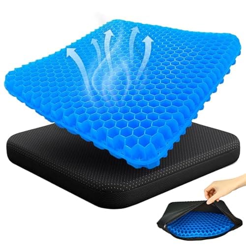 Image of Gel Seat Cushion,Soft Sitter Honeycomb Ergonomic Cushion Cool Gel Cushion Large Double Thick Gel Cushion with Cloth Cover Pressure Pain Relief Breathable Seat Cushion for Office Chair,Car,Wheelchair