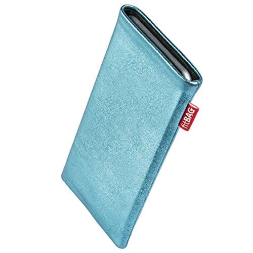 Image of fitBAG Groove Turquoise custom tailored sleeve for Nokia 9 PureView (2019) | Made in Germany | Fine nappa leather pouch case cover with MicroFibre lining for display cleaning