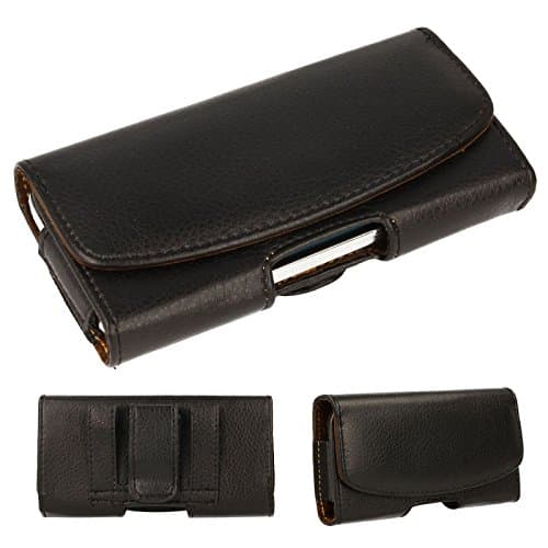Image of TECHGEAR [Capsule Holster Pouch] Horizontal PU Leather Pouch Case Cover with Belt Clip Loop to Fit Blackberry Key 2, Blackberry Leap