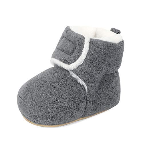 Image of MASOCIO Baby Booties Girls & Boys First Walking Winter Boots Slippers Grey Size 4 UK Child 12-18 Months