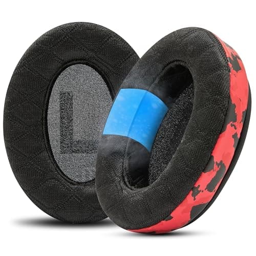 Image of WC Freeze V2 Cloud Alpha - Angled Cooling Gel Earpads For HyperX Cloud Alpha & More, by Wicked Cushions | Angled Pads for Extreme Comfort, New Freeze V2 Cooling Fabric, Extra Thick | Red Camo