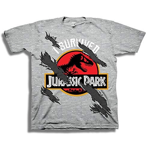Image of Jurassic Park I Survived Logo Boys Graphic T-Shirt | 5/6 Grey