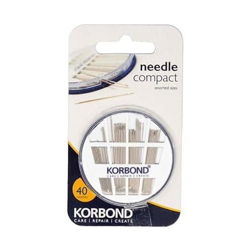 Image of KORBOND 40 Piece Sewing Needle Compact - Needle Assortment for a Multitude of Hand Sewing, Betweens Tapestry & Darning Needles, Silver