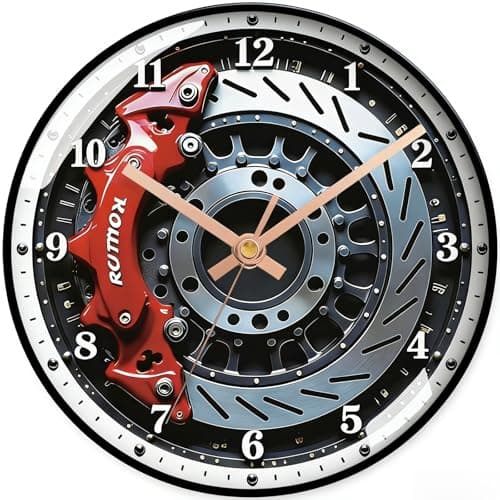 Image of 12-Inch Car Wheel Hub Wall Clock – Silent Battery Operated | Ultra-Realistic Graphic Design | 2D Flat Dial with HD Glass Lens | Perfect Decor for Living Room, Bedroom, Man Cave & Garage