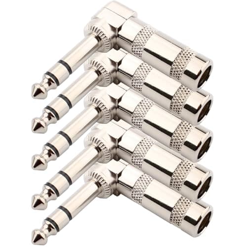 Image of RUNCCI-YUN 1/4" Audio Plugs 6.35 mm Plug TRS Male 1/4 inch Solder Type 90 Degree Right Angle Stereo Plug for DJ Mixer Speaker Cables Guitar Cables Phono Patch Cable Microphone Cables (5Pack)