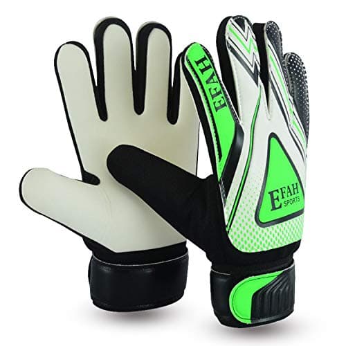 Image of EFAH SPORTS Football Goalkeeper Gloves For Boys kids children adult Soccer Goalie Gloves with Super Grip Palms (Black/Green, Size 5 suitable for 9 to 12 years old, Ambidextrous)