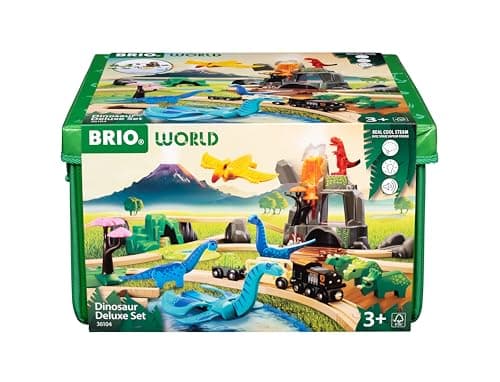 Image of BRIO World Deluxe Dinosaur Train Railway Playset for Kids Age 3 Years Up - Gifts for Boys and Girls