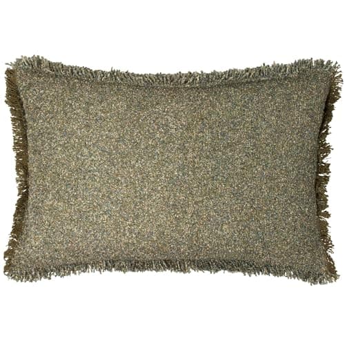 Image of Yard Furn Doze Woven Cushion – Two-Tone Woven Reversible Design Fringed Trim Hidden Zip Feather Filled (Moss – 40 x 60 cm)