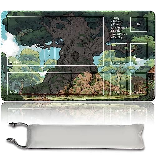 Image of Board Game MTG Playmat + Free Waterproof Bag, Stitched Edges, Smooth Rubber Surface, MTG PlayMat with Zones (An Original Angel of Flight Alabaster Playmat) (MTG (1))