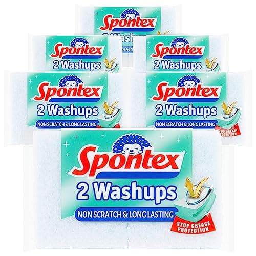 Image of Spontex Non Scratch Washups Sponge Scourers - Pack of 6, Total 12