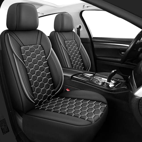 Image of Carseatcover-UK Luxury PRESTIGE Quilted PU Leather Front Car Seat Covers, Grey and Black, Airbag Safe, Universal