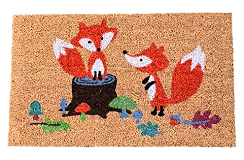 Image of Selections Coir Outdoor & Indoor Doormat with Foxes in Woodland Design