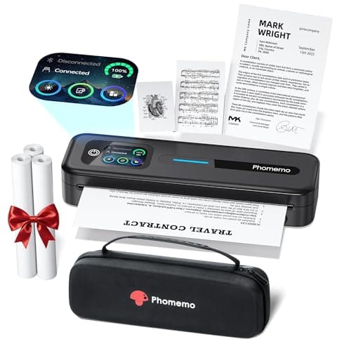 Image of Phomemo M832D Portable Thermal Printer, A4 Touchscreen Bluetooth Inkless Printer for Home, 300dpi Mobile Printers Compatible with Phone & Laptop, Includes Carrying Case & 3 Rolls A4 Size Thermal Paper
