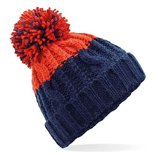 Image of Beechfield B437 Apres Beanie - Oxford Navy/Fire Red