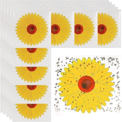 Image of AKORD 16 Pcs Flies & Bug Window Fly Trap, Sunflower Style Stickers for Indoor Houseflies Fly Gnat