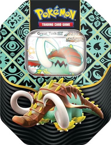 Image of Pokémon TCG: Scarlet & Violet—Paldean Fates Tin – Great Tusk ex (1 Foil Promo Card & 4 Booster Packs)