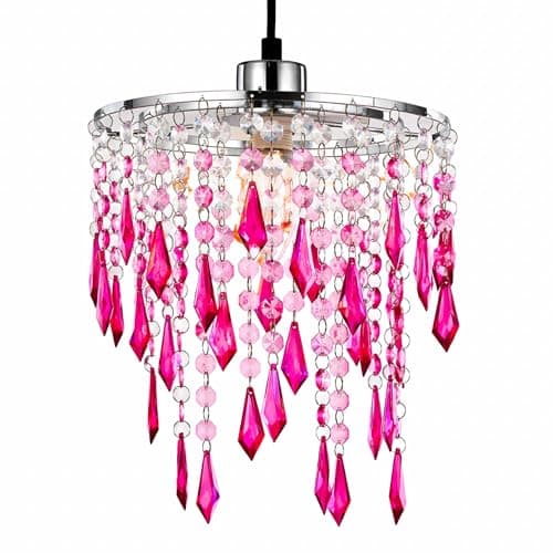 Image of Innoteck Cherry Ceiling Chandelier Acrylic Light Shade – Cherry Pink – Easy-Fit Pendant Shade for Bedroom, Kids Room, Living Room & Hallway – Includes E27 to B22 Converter – Home Decorative Lamp Shade