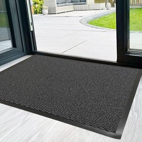 Image of RSM RUGS 5ft x 3ft Heavy Duty Floor Rugs Non Slip Grey Black For Kitchen Utility Back Hall Barrier Mats - Available in 18 Sizes (90cm x 150cm)
