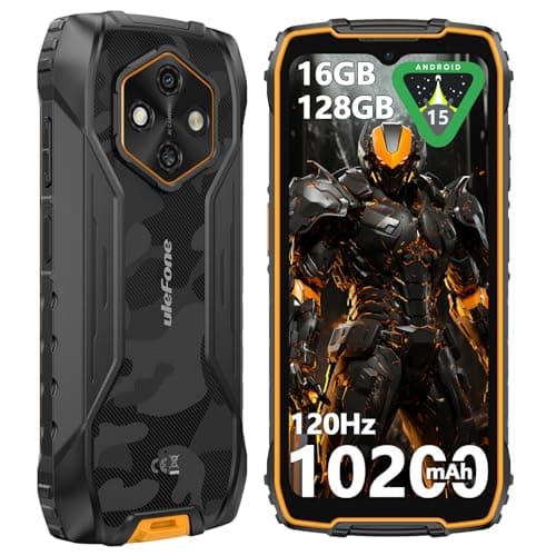 Image of Ulefone RugKing 4 Pro Rugged Smartphone, 128GB/2TB TF, 10200mAh Dock Charging Android 15 48MP Waterproof Camera, 120Hz 6.56" Tough Screen, 4G SIM Free Mobile Phone Unlocked 3-Card Slot NFC Orange