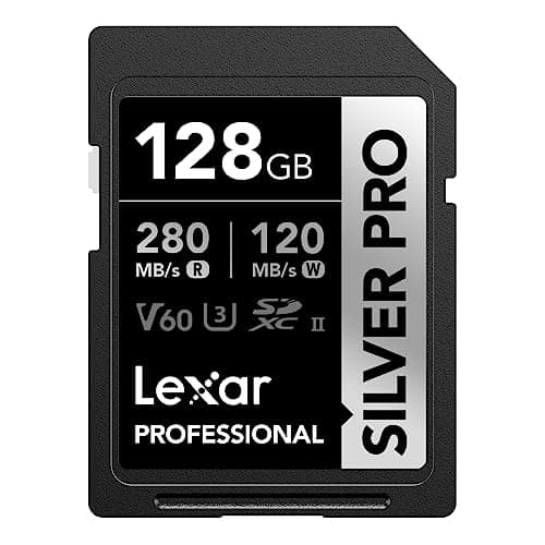 Image of Lexar SILVER PRO SD Card 128GB, UHS-II SD Memory Card, V60, U3, C10, Up to 280MB/s Read, 120MB/s Write, SDXC Card for DSLR/Camera/Professional Photographer/Videographer/Enthusiast (LSDSIPR128G-BNNAA)