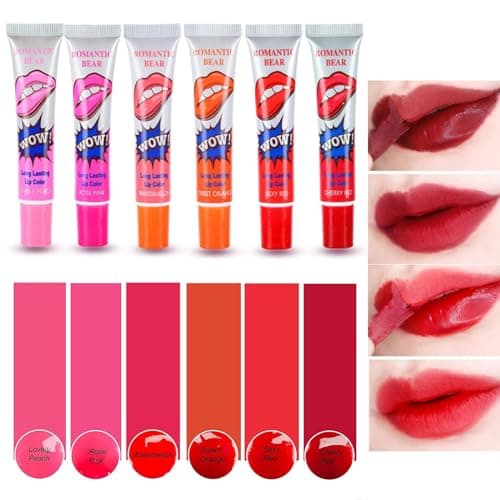 Image of Lip Tint, Lip Stain Peel Off, Lip Tattoo Lipstick Peel Off, Lip Magic Color Long Lasting Tattoo Peel Off Mouth Lip Gloss, Waterproof Tear Lip Stain Cosmetic Gift Set For Girls(6 Pcs)