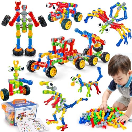 Image of Kids STEM Building Toys for 4-8 6-8, Building Blocks STEM Kit Ages 3 4 5 6 Year Old Boys Gift, Educational Engineering Construction Blocks Toy Creative DIY Activities Gmae for Boys Girls (125PCS)