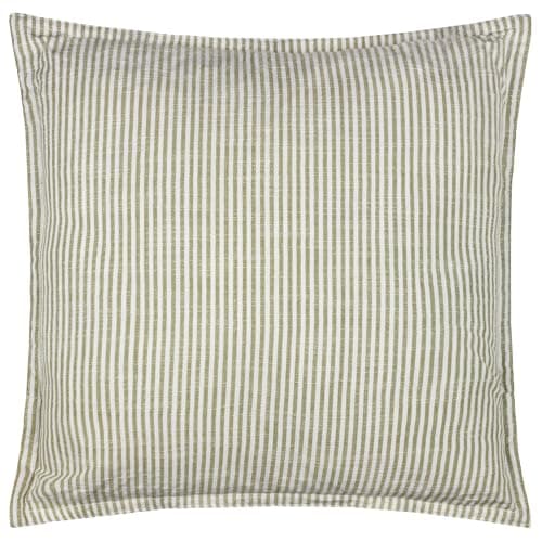 Image of Yard furn Truro Striped Cushion Cover – Classic Stripe 100% Cotton Slub Texture Oxford Edge Decorative Case (Moss – 45x45cm)