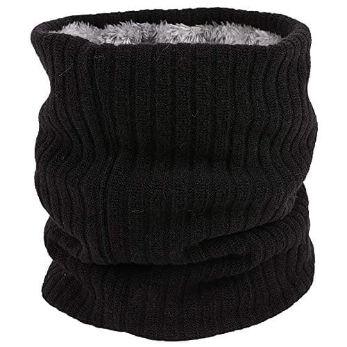 Image of ehsbuy Fleece Neck Warmer Thermal Snoods Unisex Thick Winter Cold Weather Knitted Circle Scarf for Cycling Motocycle Sports