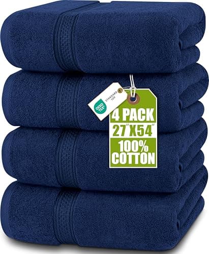 Image of Utopia Towels - 4 Piece Bath Towels Set (69 x 137 CM) - Premium 100% Ring Spun Cotton - Quick Dry, Highly Absorbent, Soft Feel Towels, Perfect for Daily Use (Navy)