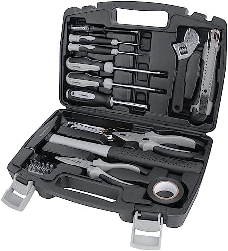 Image of Amazon Basics Household Tool Set, 32 Pieces, Black/Grey
